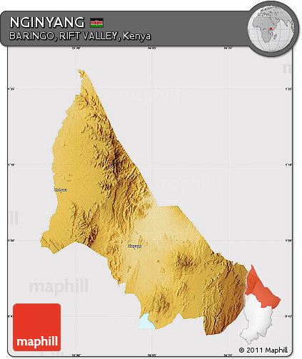 Physical Map of NGINYANG, cropped outside