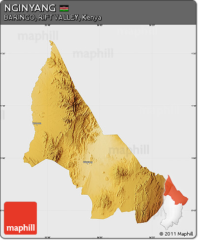 Physical Map of NGINYANG, single color outside