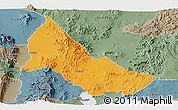 Political Panoramic Map of NGINYANG, semi-desaturated
