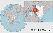 Gray Location Map of TOT, highlighted country, highlighted grandparent region, within the entire country, hill shading