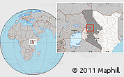 Gray Location Map of TOT, highlighted country, highlighted grandparent region