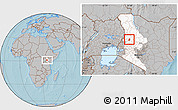 Gray Location Map of TOT, highlighted grandparent region, hill shading