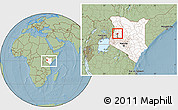 Savanna Style Location Map of TOT, highlighted country, highlighted parent region, within the entire country, hill shading