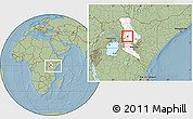 Savanna Style Location Map of TOT, highlighted grandparent region, within the entire country, hill shading
