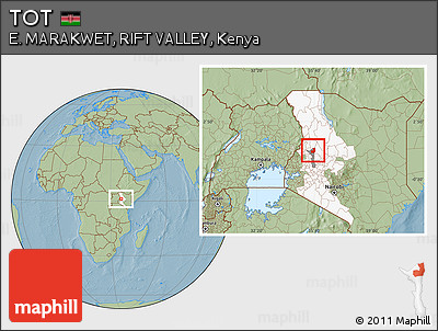 Savanna Style Location Map of TOT, highlighted parent region, highlighted grandparent region, hill shading