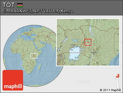 Savanna Style Location Map of TOT, highlighted parent region, hill shading