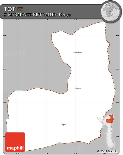 Gray Simple Map of TOT, cropped outside