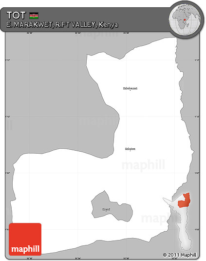 Gray Simple Map of TOT, single color outside