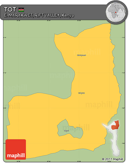 Savanna Style Simple Map of TOT, single color outside