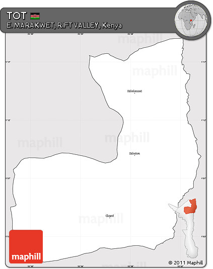 Silver Style Simple Map of TOT, cropped outside