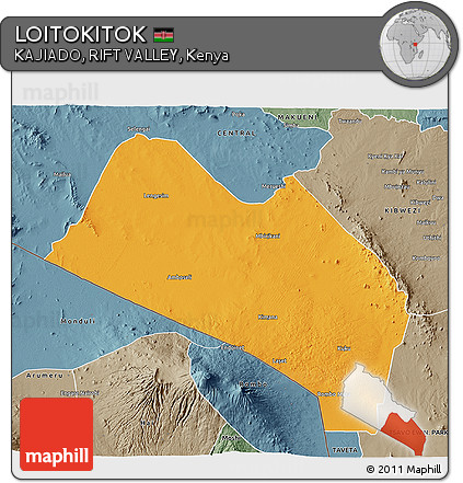 Political 3D Map of LOITOKITOK, semi-desaturated