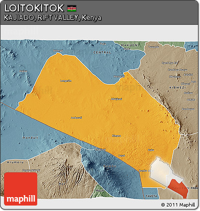 Political 3D Map of LOITOKITOK, semi-desaturated