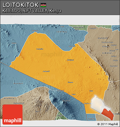 Political 3D Map of LOITOKITOK, semi-desaturated