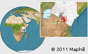 Satellite Location Map of LOITOKITOK, highlighted country, highlighted parent region