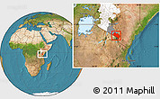 Satellite Location Map of LOITOKITOK, highlighted parent region, highlighted grandparent region