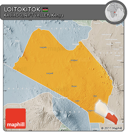 Political Map of LOITOKITOK, lighten, semi-desaturated