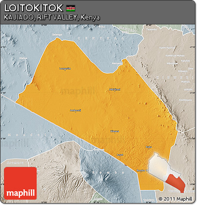Political Map of LOITOKITOK, lighten, semi-desaturated