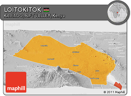 Political Panoramic Map of LOITOKITOK, lighten, desaturated