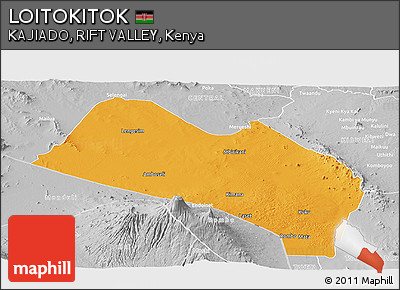 Political Panoramic Map of LOITOKITOK, lighten, desaturated