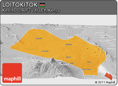 Political Panoramic Map of LOITOKITOK, lighten, desaturated