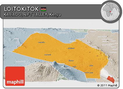 Political Panoramic Map of LOITOKITOK, lighten, semi-desaturated