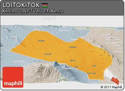 Political Panoramic Map of LOITOKITOK, lighten, semi-desaturated