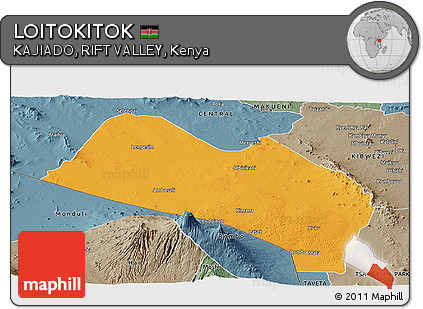 Political Panoramic Map of LOITOKITOK, semi-desaturated