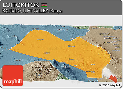 Political Panoramic Map of LOITOKITOK, semi-desaturated