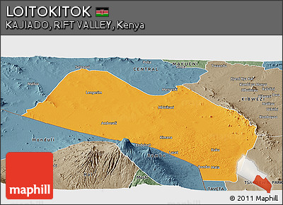 Political Panoramic Map of LOITOKITOK, semi-desaturated
