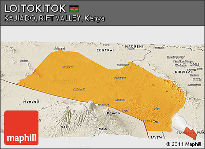 Political Panoramic Map of LOITOKITOK, shaded relief outside
