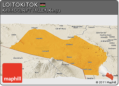 Political Panoramic Map of LOITOKITOK, shaded relief outside