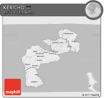 Gray 3D Map of KERICHO, single color outside