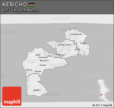 Gray 3D Map of KERICHO, single color outside