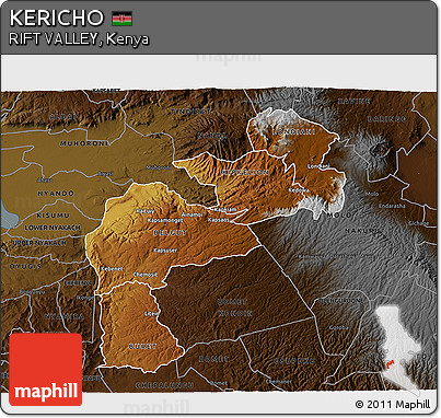Physical 3D Map of KERICHO, darken