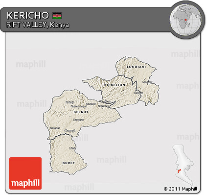 Shaded Relief 3D Map of KERICHO, single color outside
