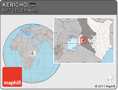 Gray Location Map of KERICHO, highlighted country, highlighted parent region