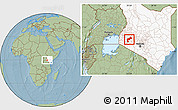 Savanna Style Location Map of KERICHO, highlighted country, hill shading