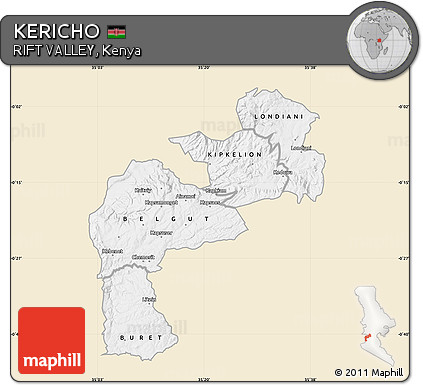 Classic Style Map of KERICHO, single color outside