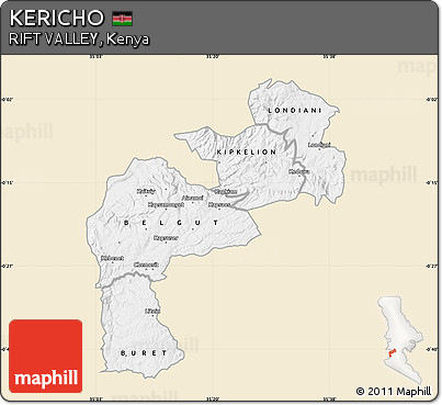Classic Style Map of KERICHO, single color outside