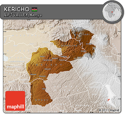 Physical Map of KERICHO, lighten