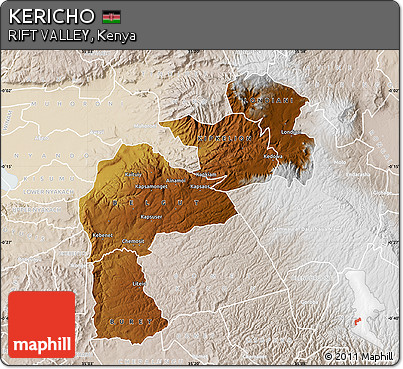 Physical Map of KERICHO, lighten