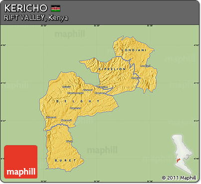 Savanna Style Map of KERICHO, single color outside