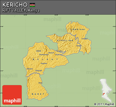 Savanna Style Map of KERICHO, single color outside