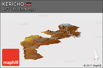 Physical Panoramic Map of KERICHO, cropped outside