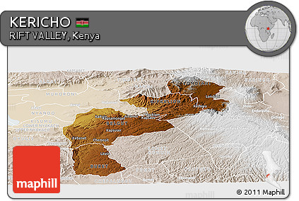 Physical Panoramic Map of KERICHO, lighten