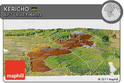 Physical Panoramic Map of KERICHO, satellite outside