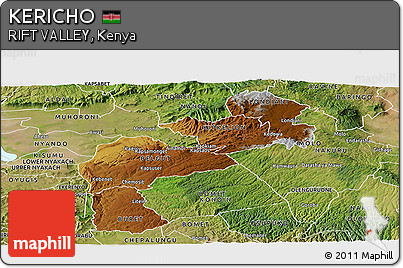 Physical Panoramic Map of KERICHO, satellite outside