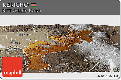 Physical Panoramic Map of KERICHO, semi-desaturated
