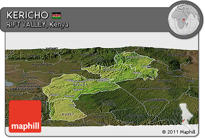 Satellite Panoramic Map of KERICHO, darken