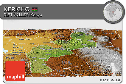 Satellite Panoramic Map of KERICHO, physical outside